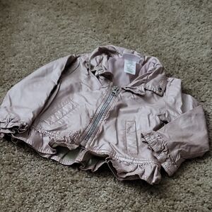 4/$20 Chic Pink Metallic Jacket with Ruffle Hem